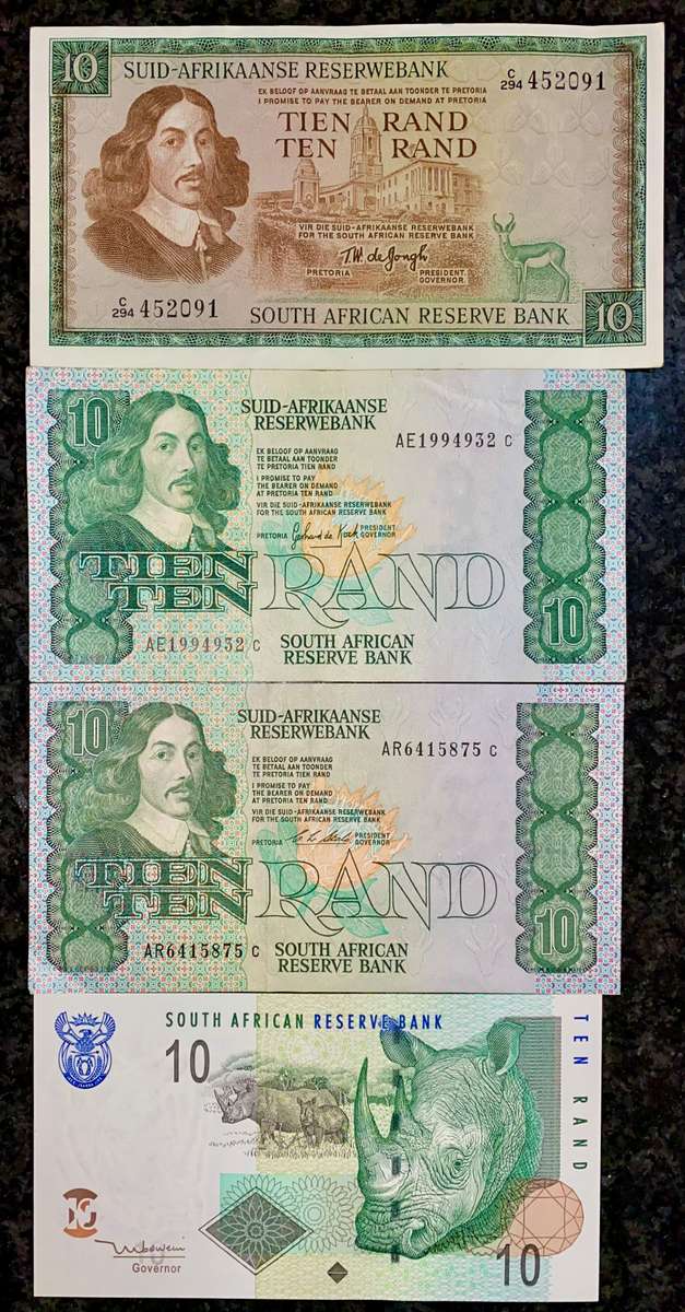 R10 set - De Jongh - De Kock - Stals - TT Mboweni 1975-2009 some unc(1 bid takes all)