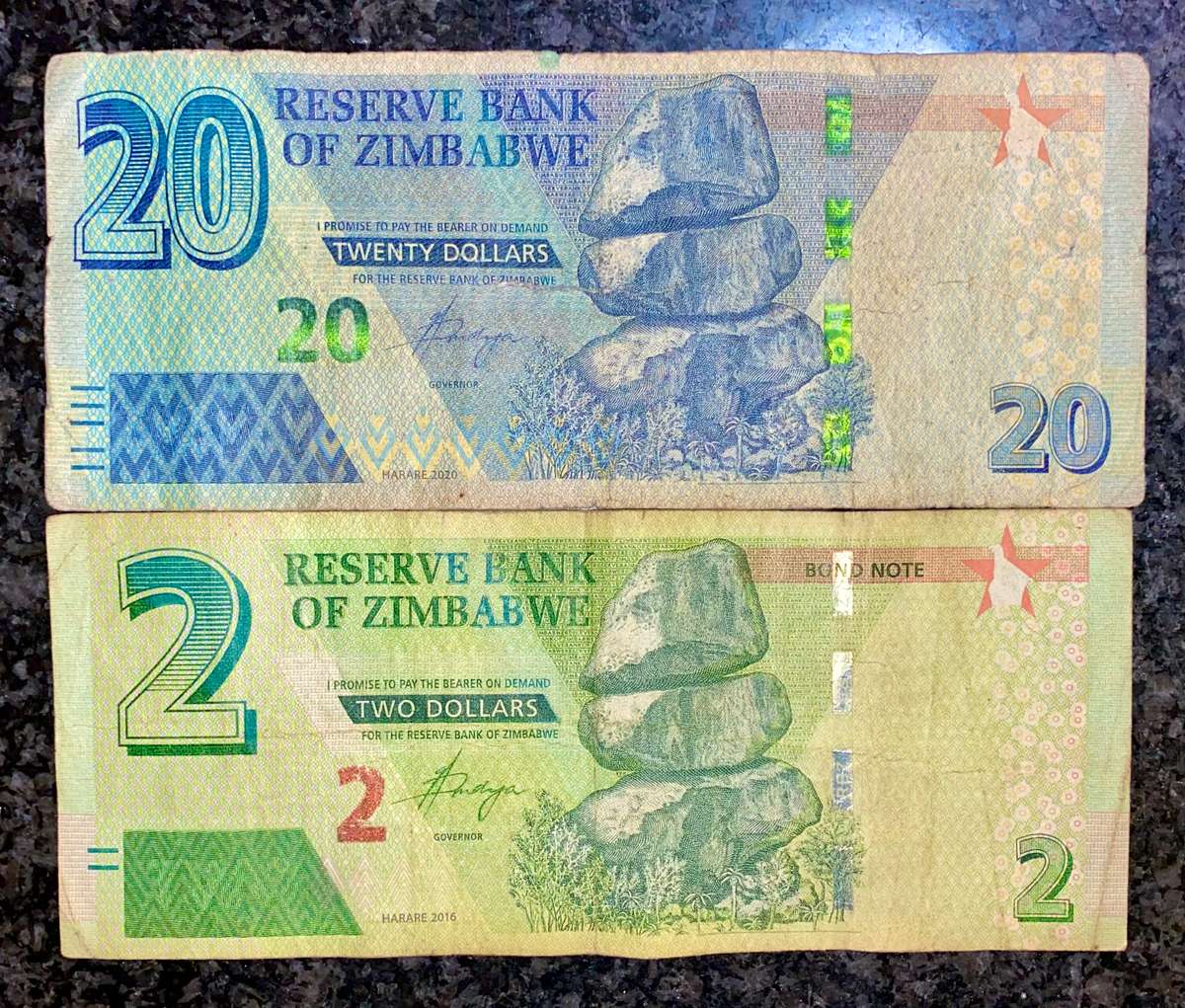 Zimbabwe. set 20 dollars & 2 dollars 2016/20 (1 bid takes all)