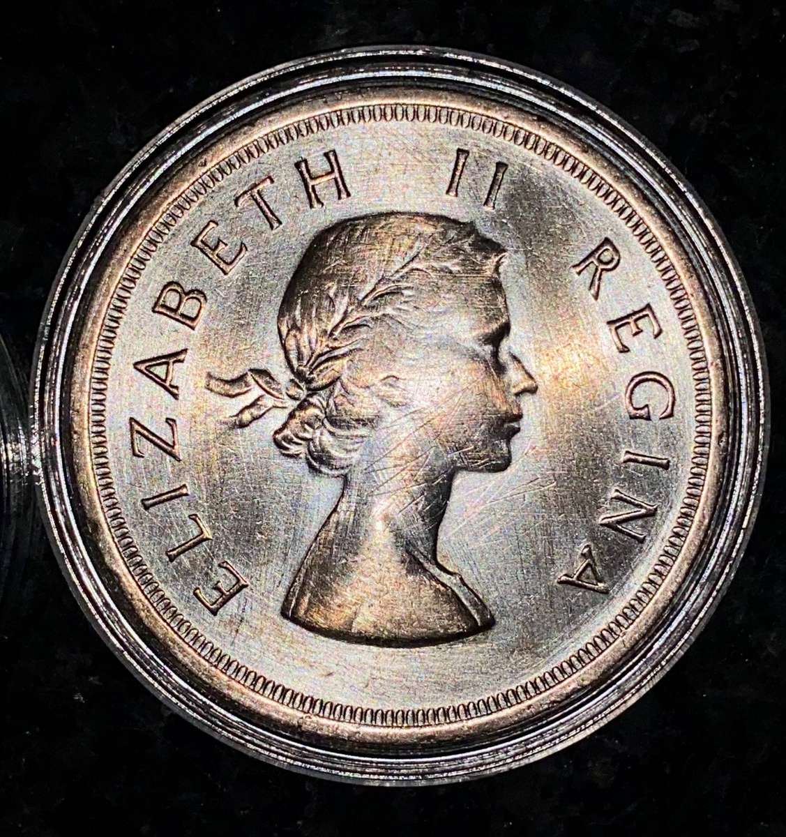 SA Union Silver 5 shillings 1958 in capsule