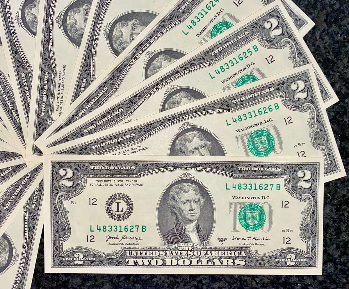 USA 2 dollars in sequence 627-612 San Francisco Federal mint 2017 unc (BID PER NOTE)