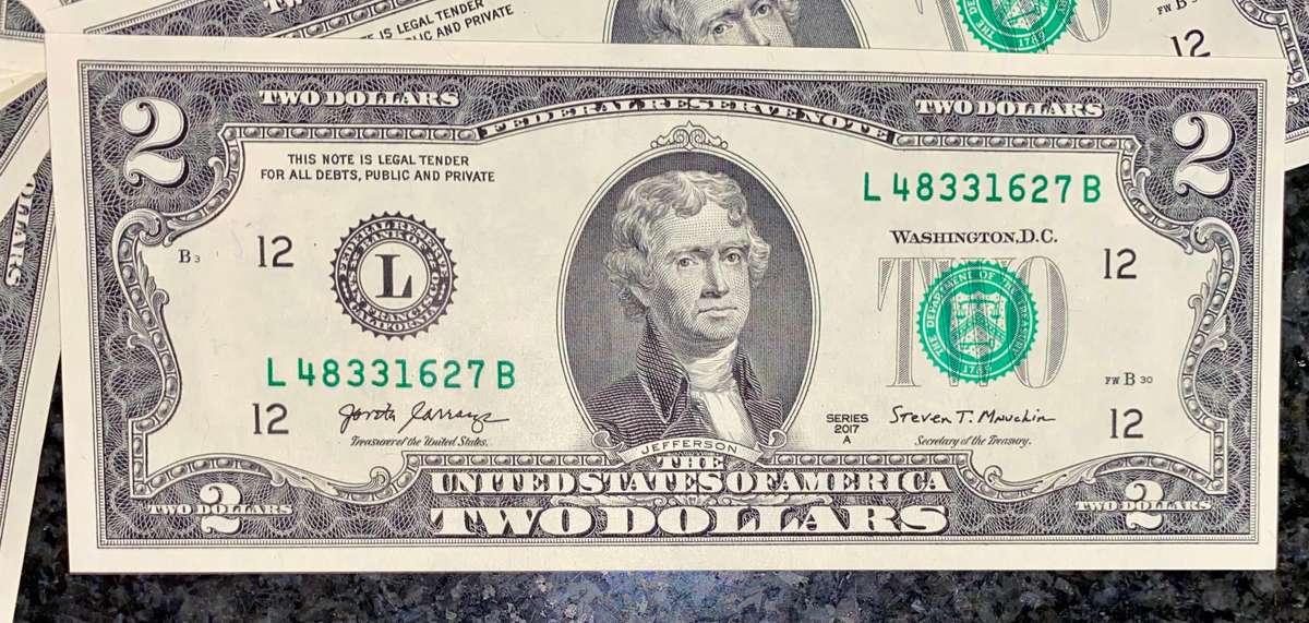 USA 2 dollars in sequence 627-612 San Francisco Federal mint 2017 unc (BID PER NOTE)