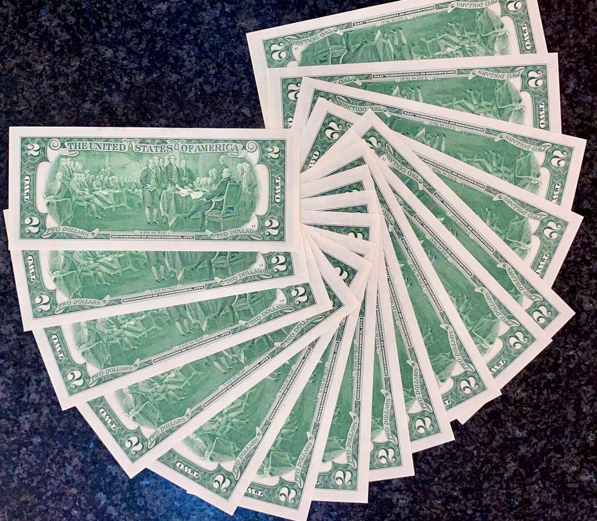 USA 2 dollars in sequence 627-612 San Francisco Federal mint 2017 unc (BID PER NOTE)