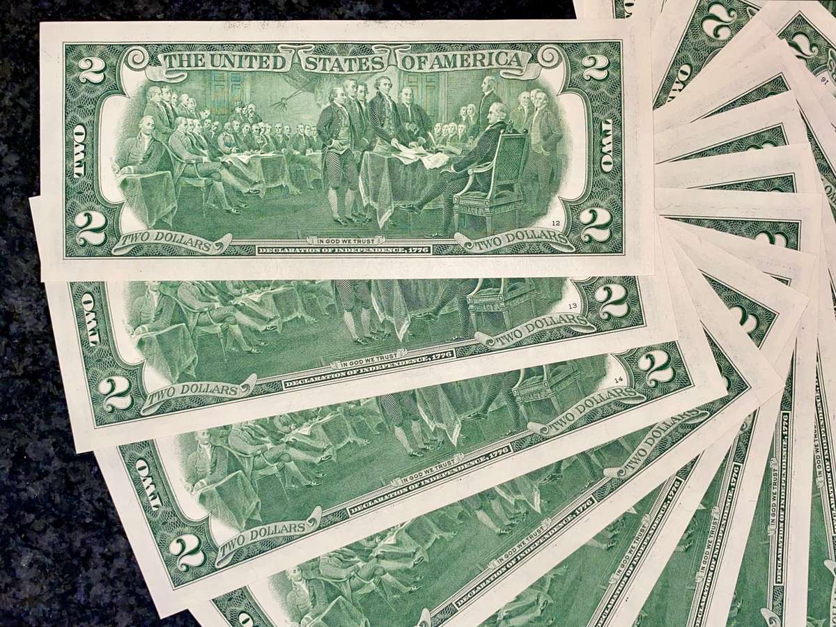 USA 2 dollars in sequence 627-612 San Francisco Federal mint 2017 unc (BID PER NOTE)