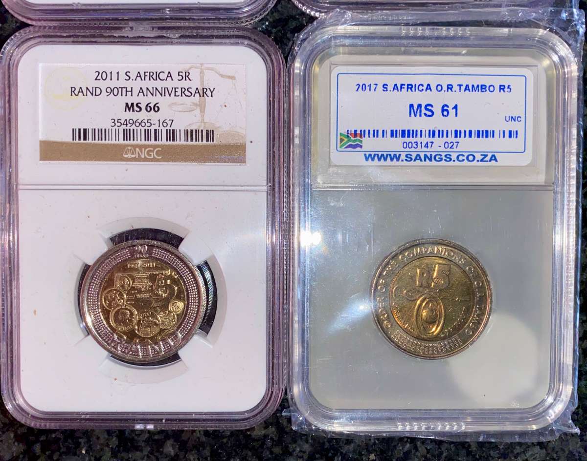 South Africa.Graded commemorative set R5 - 2000 MS64 - 2008 - 2011 MS66 & 2017 MS61(1 bid takes all)