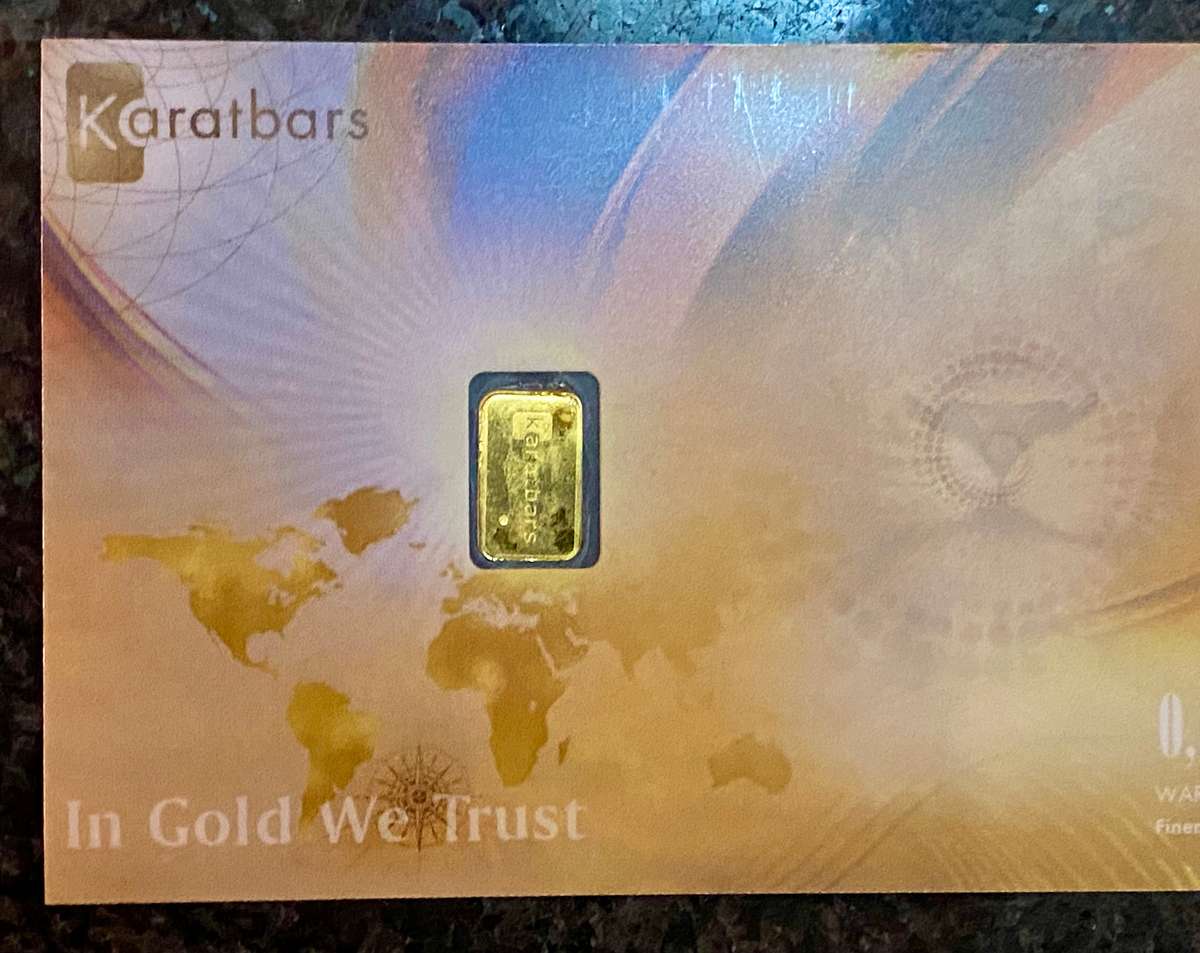 Karatbars Gold Bar Cards - Gold Bar 999.9 Purity 24ct (bid per bar) 0.10g - 5 available