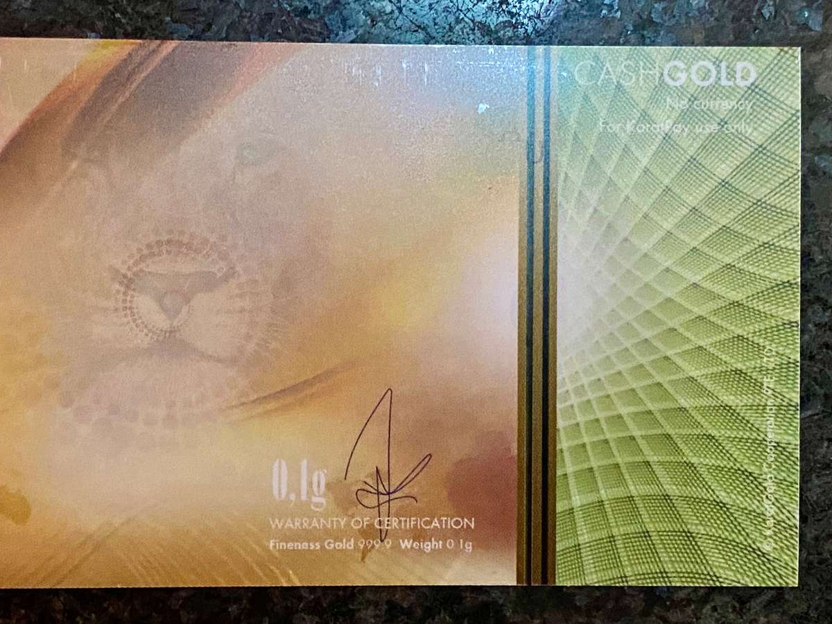 Karatbars Gold Bar Cards - Gold Bar 999.9 Purity 24ct (bid per bar) 0.10g - 5 available