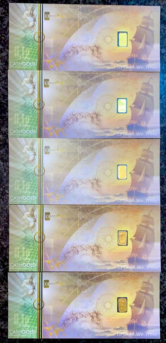 Karatbars Gold Bar Cards - Gold Bar 999.9 Purity 24ct (bid per bar) 0.10g - 5 available