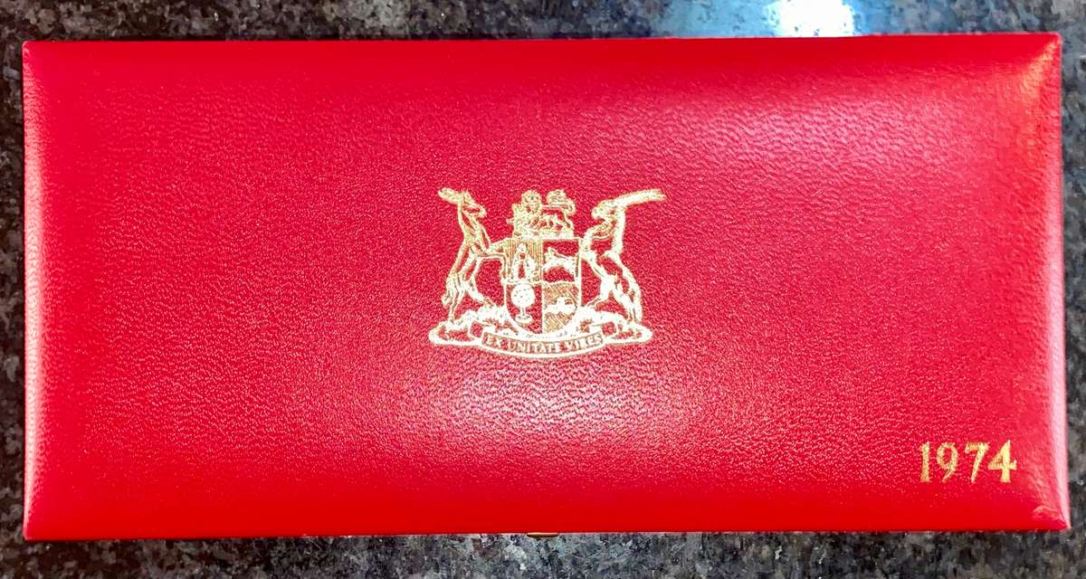 South Africa Proof set 1974 silver R1 TO 1/2 cent red SA mint box