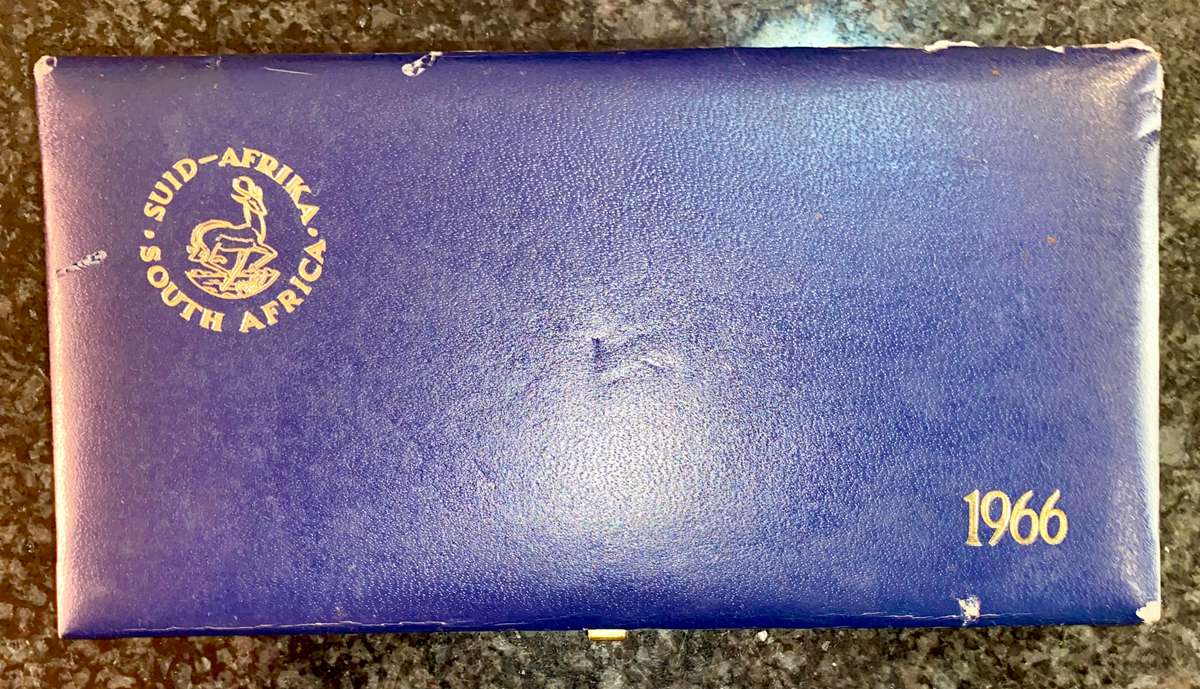 South Africa Proof set silver R1 TO 1 cent 1966 Afrikaans blue SA mint box