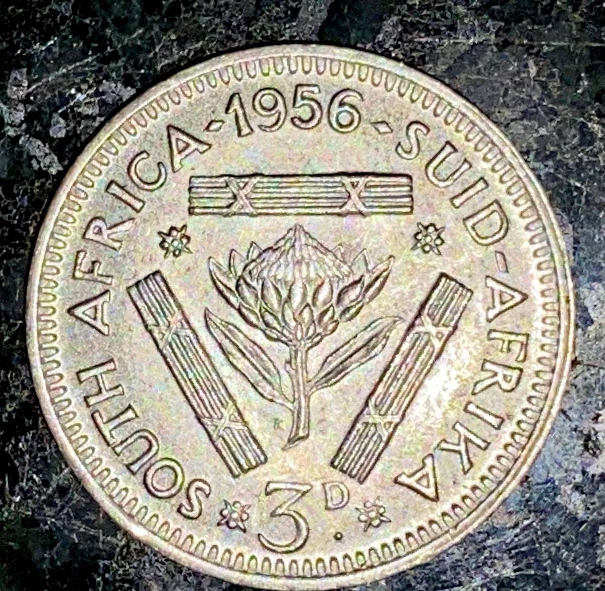 SA Union Silver 3d threepence 1956 good condition