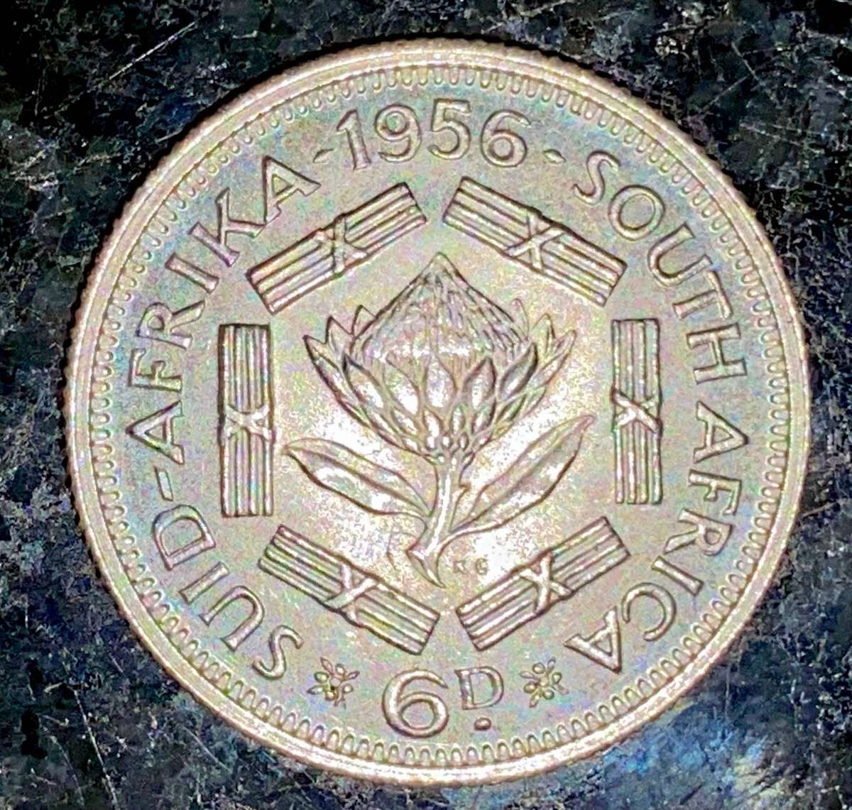 SA Union Silver 6d sixpence 1956 very good condition