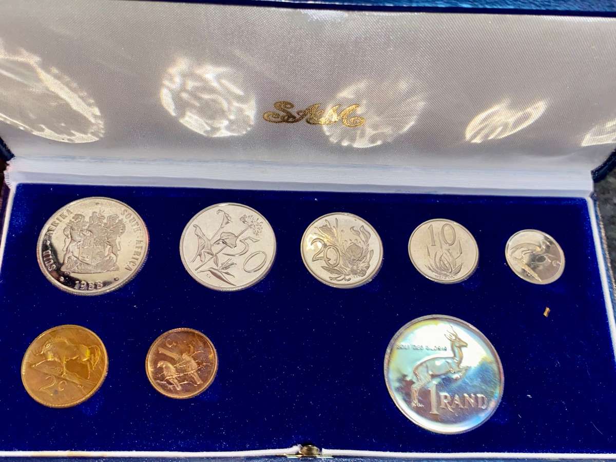 South Africa Proof set silver R1 TO 1 cent + nickel R1 - 1988 blue SA mint box