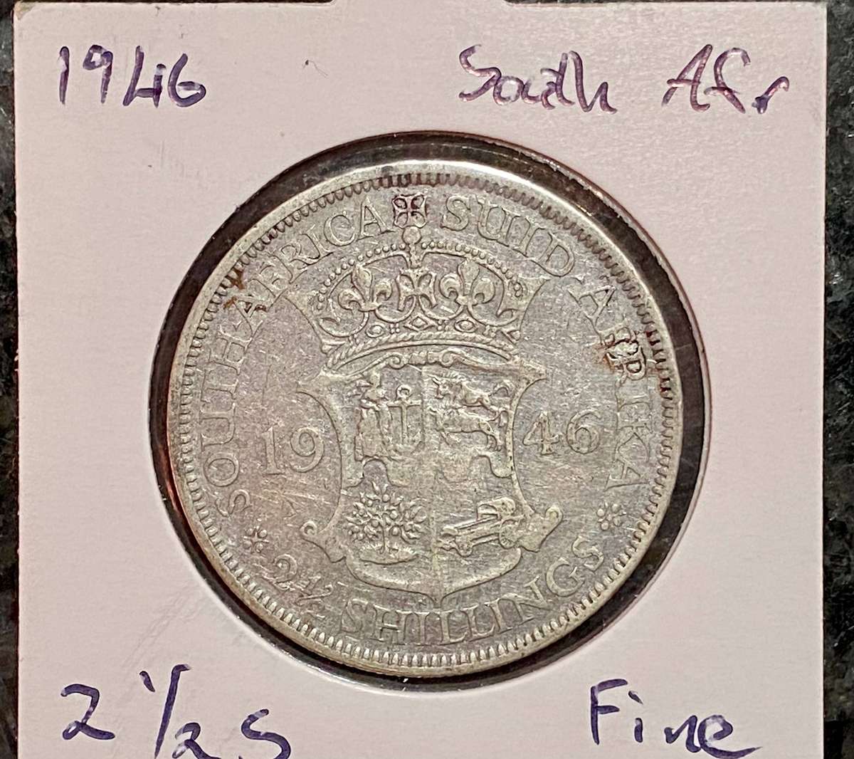 SA Union Silver 2 1/2 shillings 1946 in coin flip