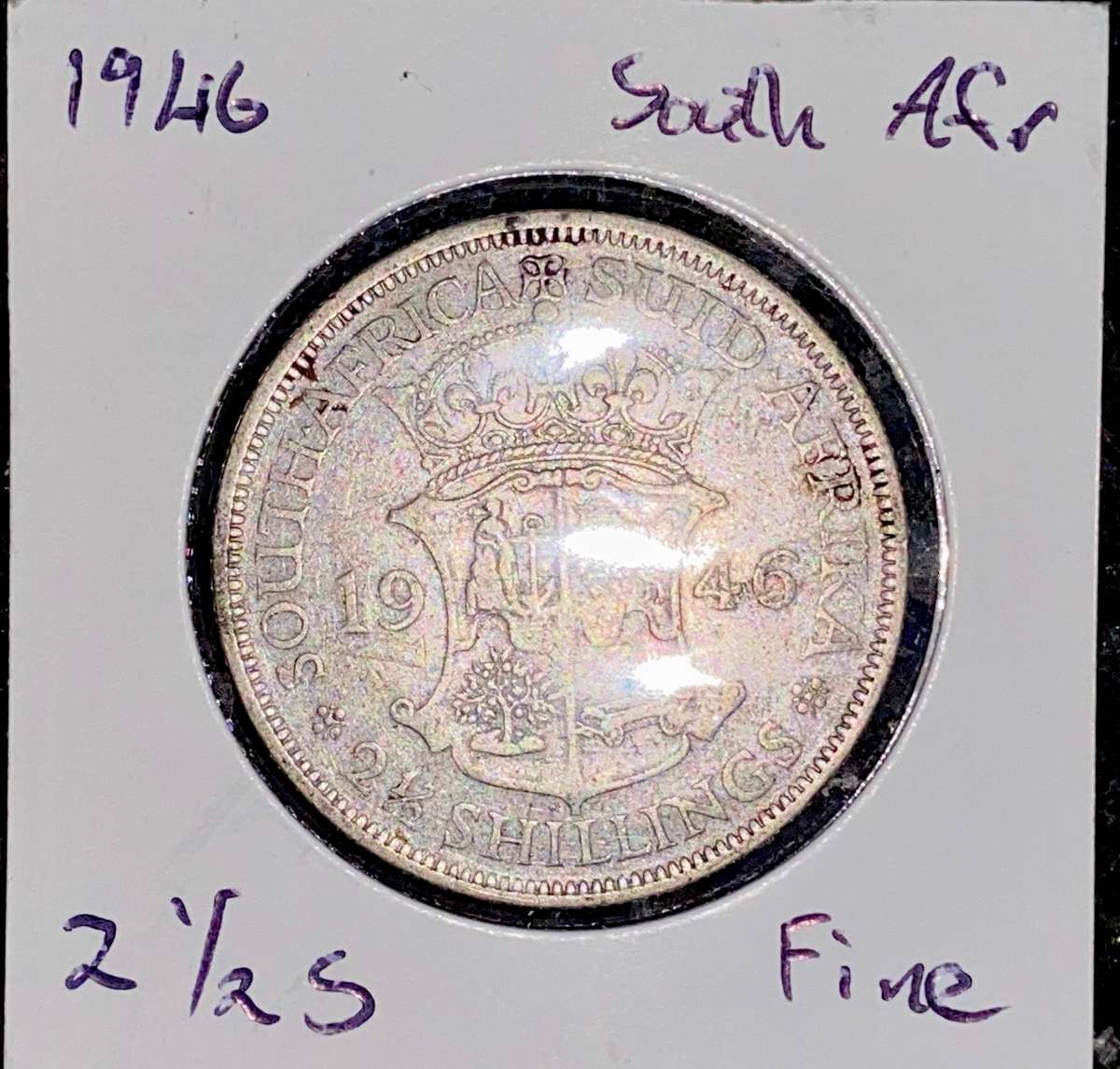 SA Union Silver 2 1/2 shillings 1946 in coin flip