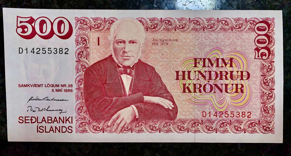 Iceland 500 kronur 1988 unc