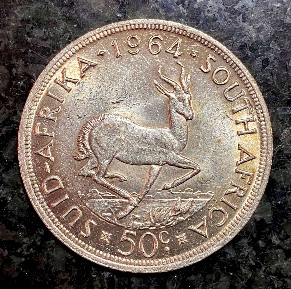 South Africa. silver 50 cent 1964 good condition crown size