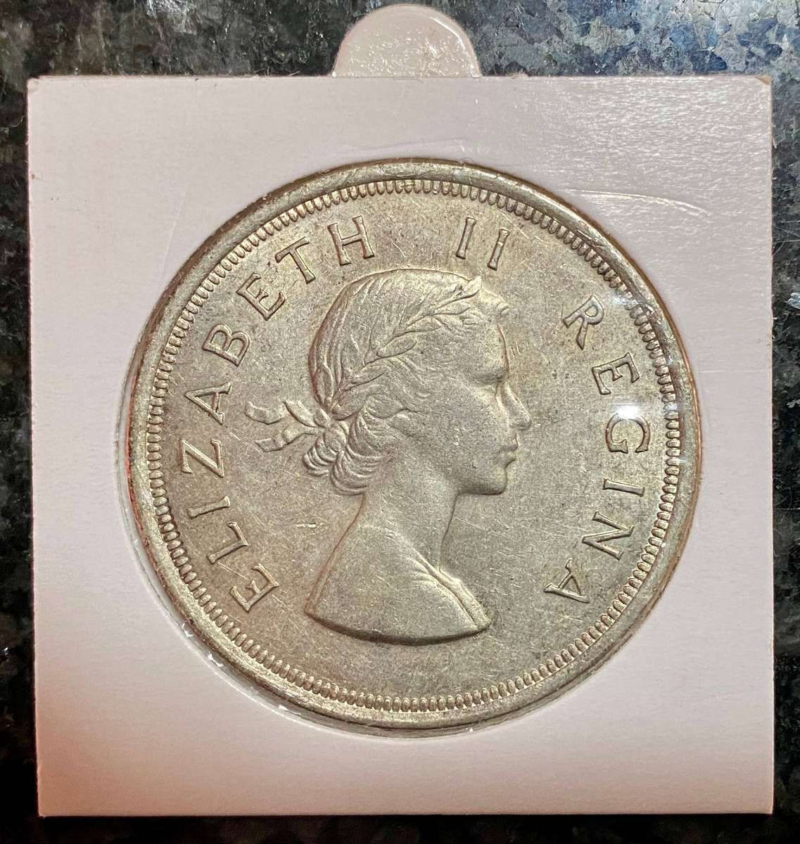 SA Union silver 5 shilling 1953 in coin flip