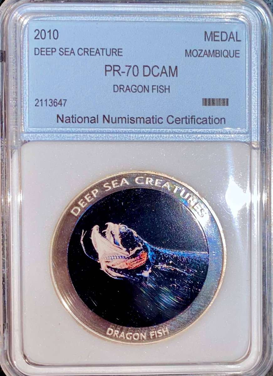 Mozambique. Graded Medal - Dragon Fish 2010 - Deep Sea Creatures --PR70 DCAM-- NNC