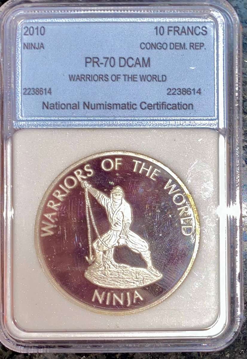 Congo. Graded 10 Francs - Warriors of the World - Ninja --PR70 DCAM-- NNC