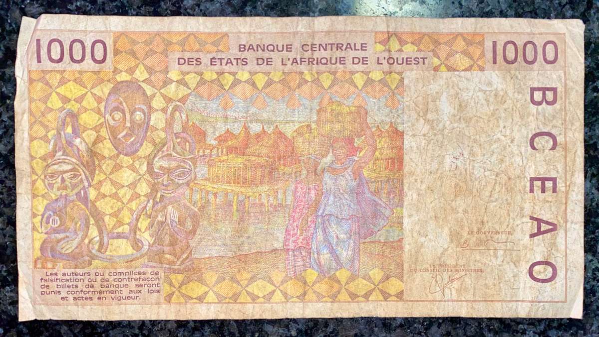 WEST AFRICA 1000 FRANCS - BENIN - 1993