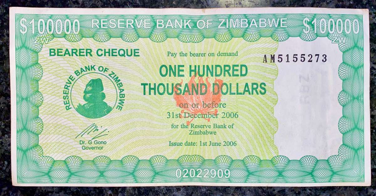 ZIMBABWE 100,000 DOLLARS 2006