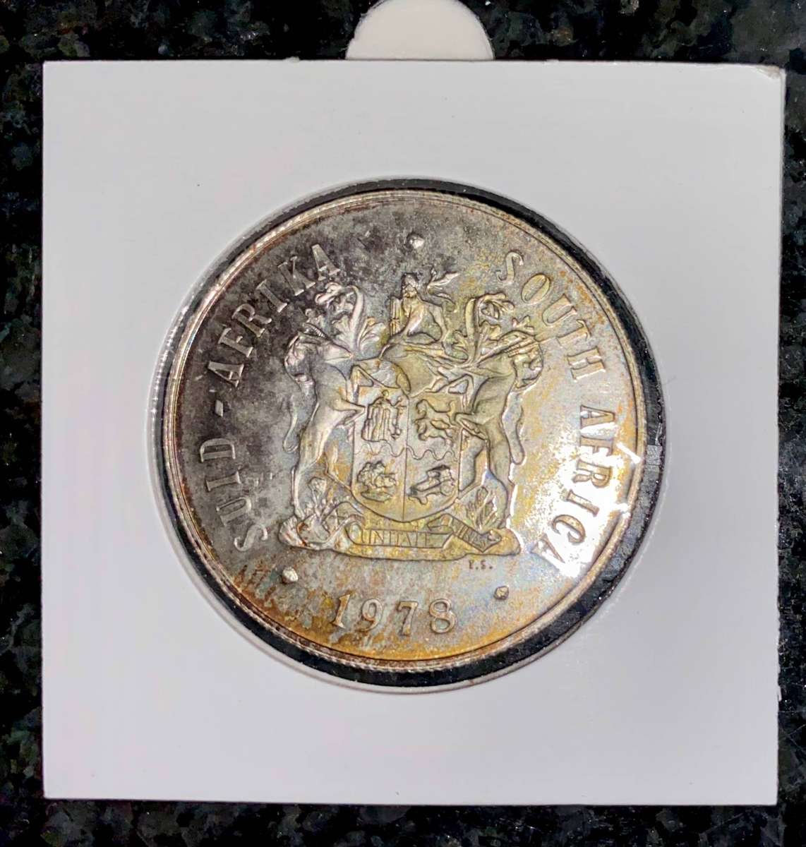 South Africa. Proof Silver R1 -- 1978 -- in coin flip