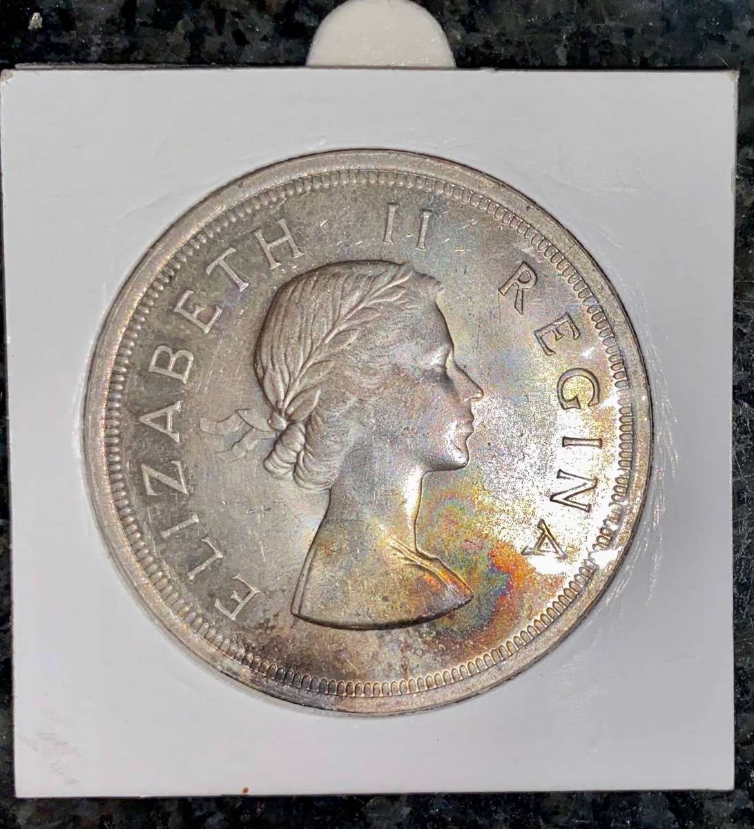 SA Union silver 5 shillings 1957 good condition in coin flip