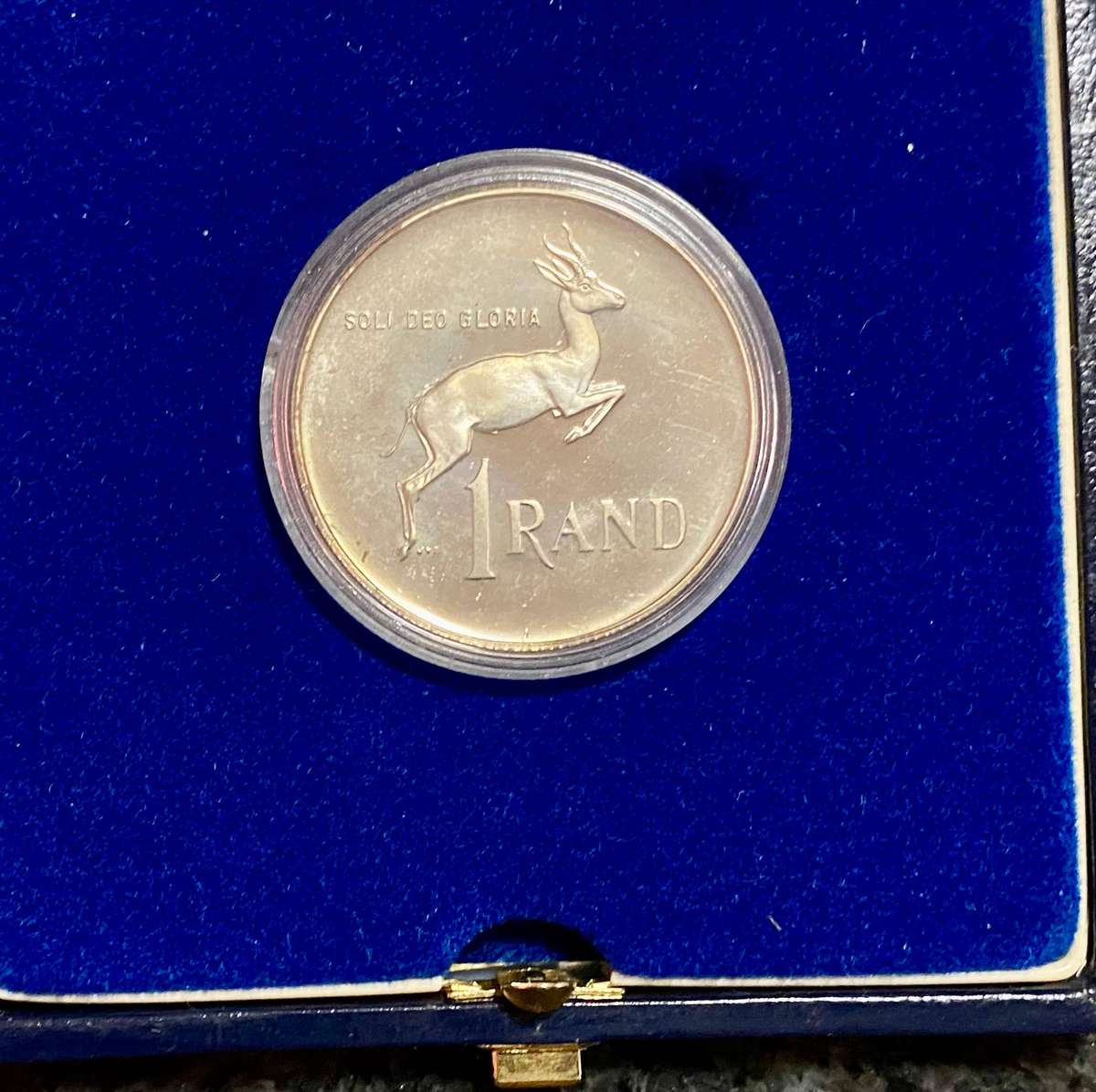 South Africa Proof Silver R1 -- 1990 blue SA mint box