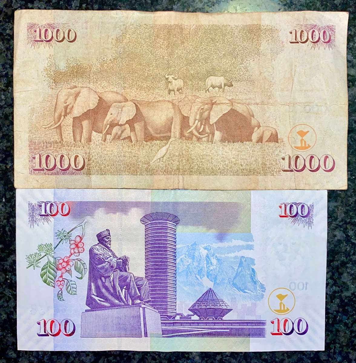 KENYA SET 1000 SHILLING 2005 & 100 SHILLINGI 2010(1 BID TAKES ALL)