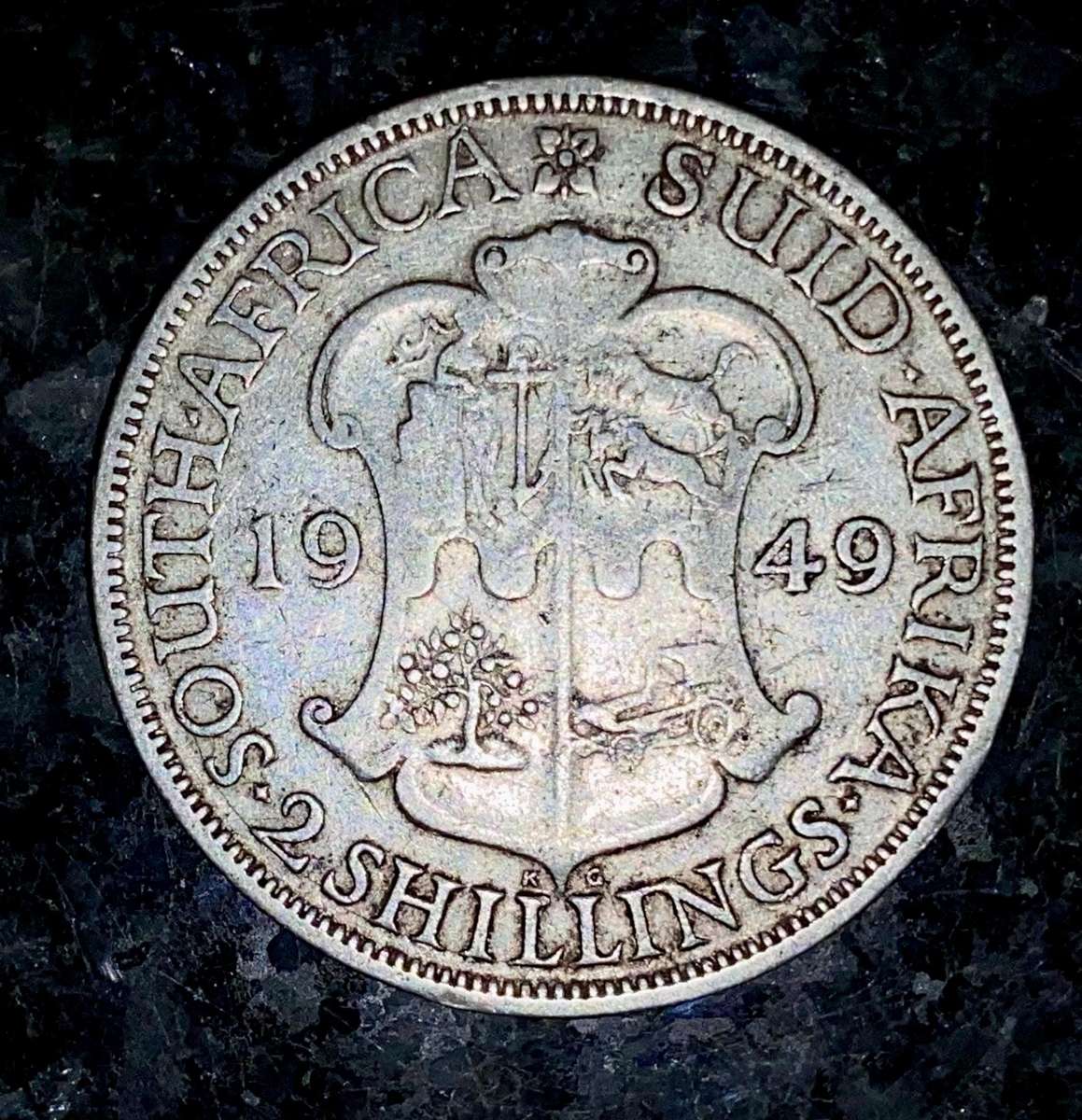 SA Union silver 2 shilling 1949