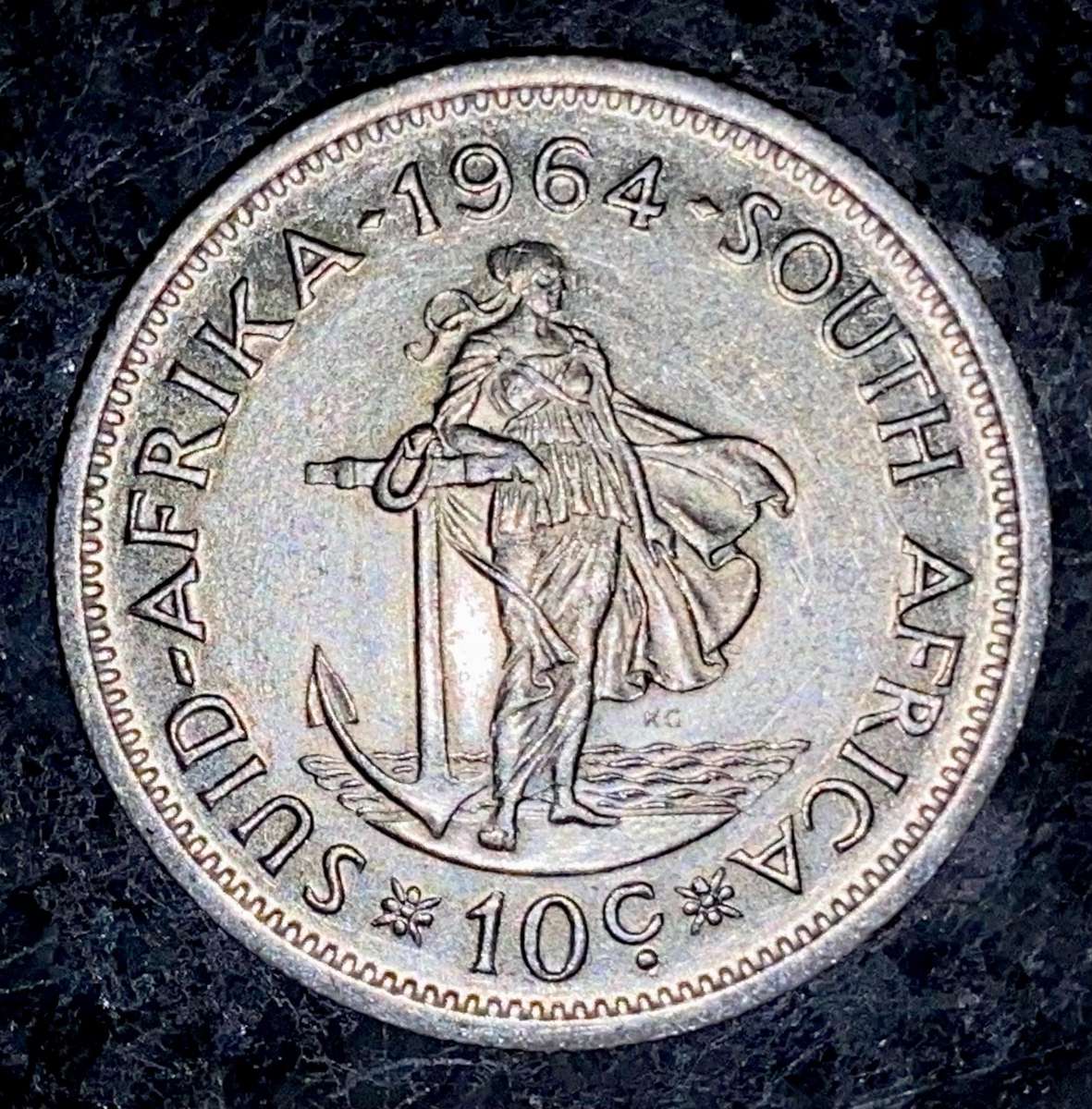 South Africa. Silver 10 cent 1964 good condition