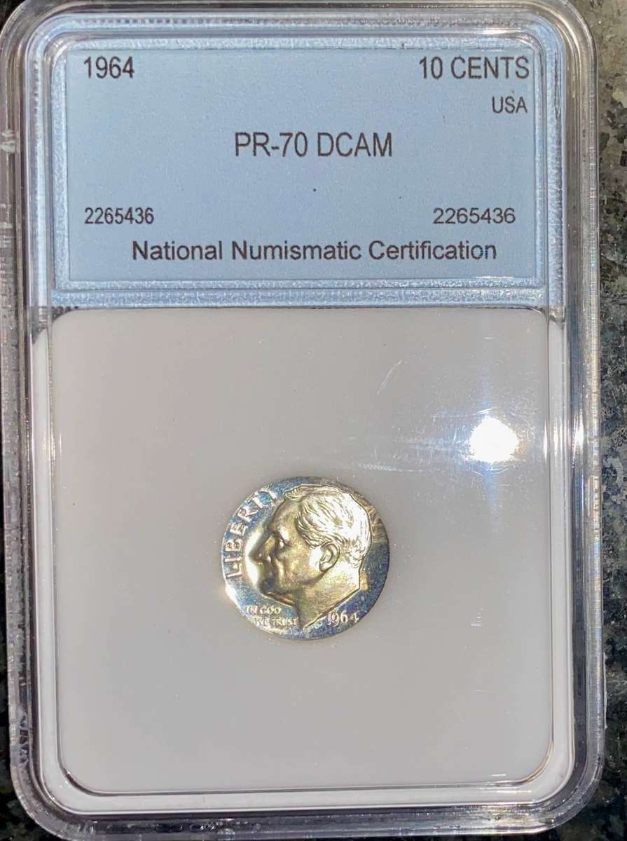 USA. Graded 10 cent 1964 graded PR70-DCAM NNC