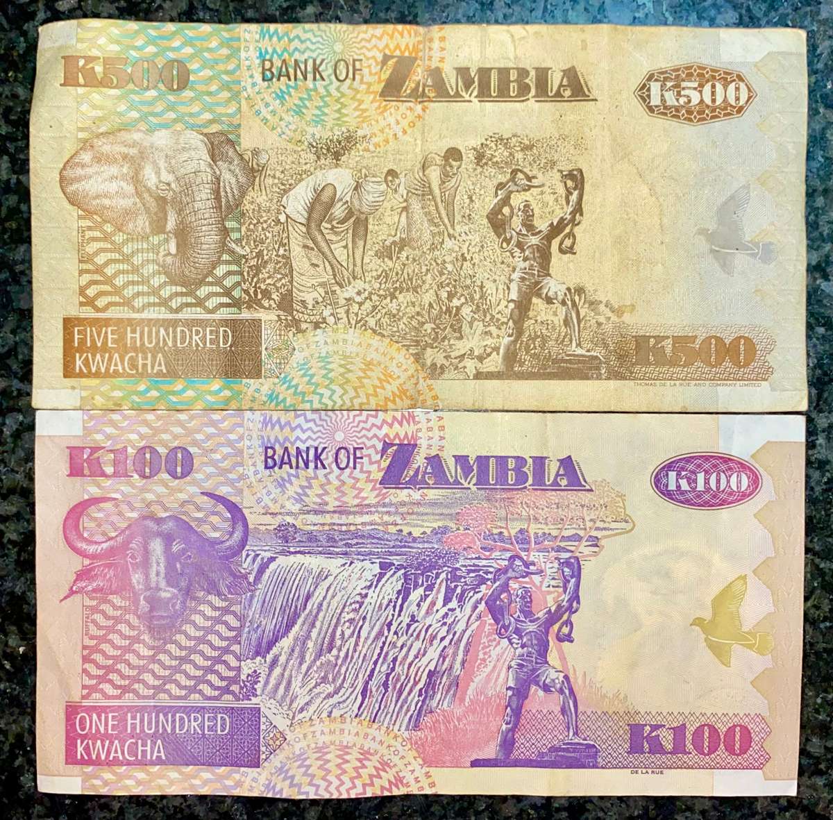 ZAMBIA SET 500 KWACHA & 100 KWACHA  1992-2008 (1 BID TAKES ALL)