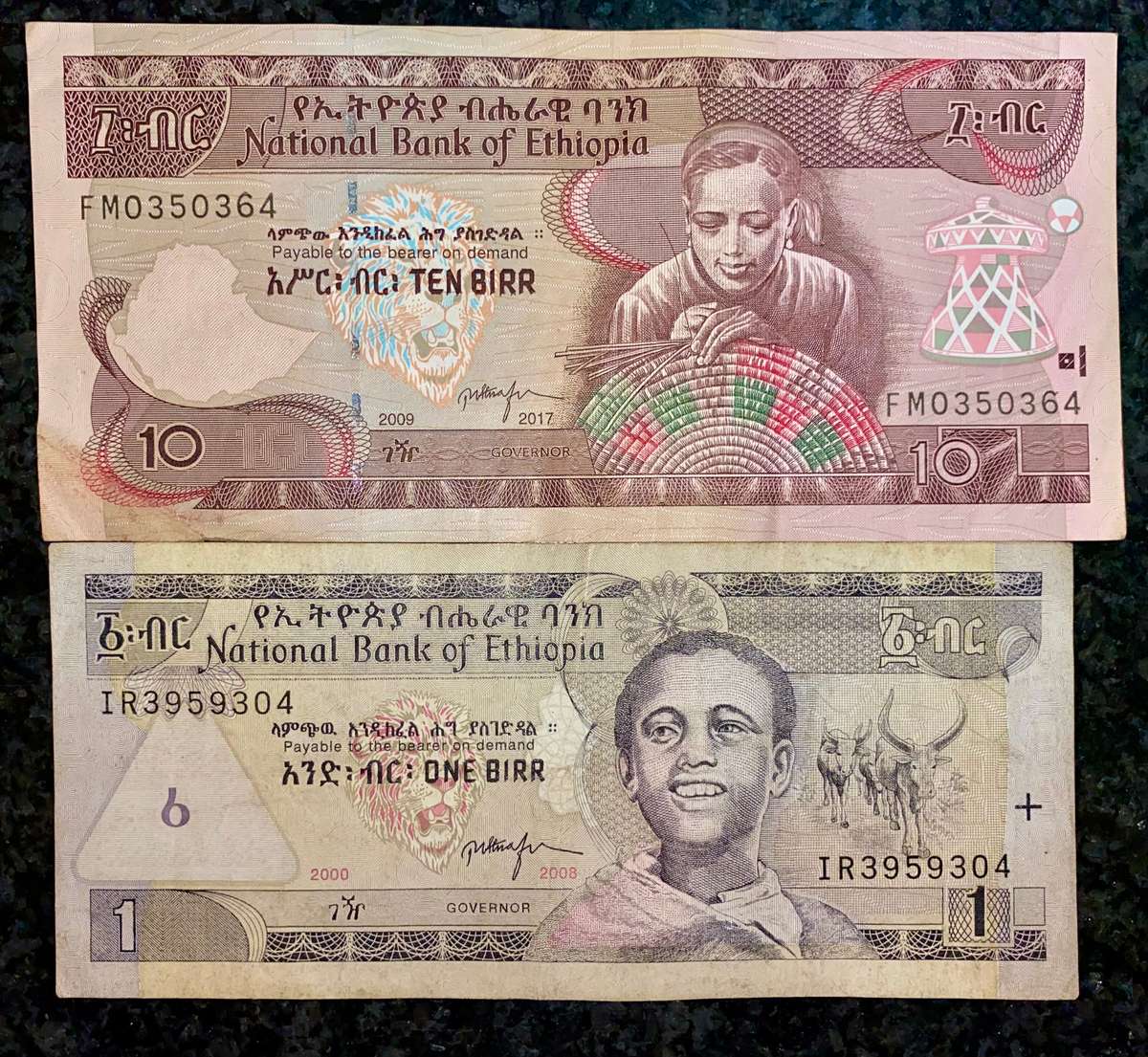 ETHIOPIA SET 10 BIRR 2009 & 1 BIRR 2000(1 BID TAKES ALL)