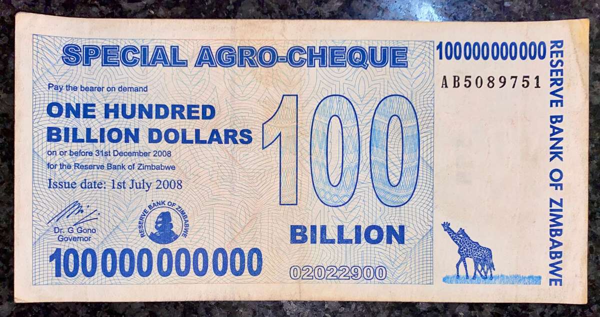 Zimbabwe 100 billion dollars 2008 Harare - 100% Authentic Banknote