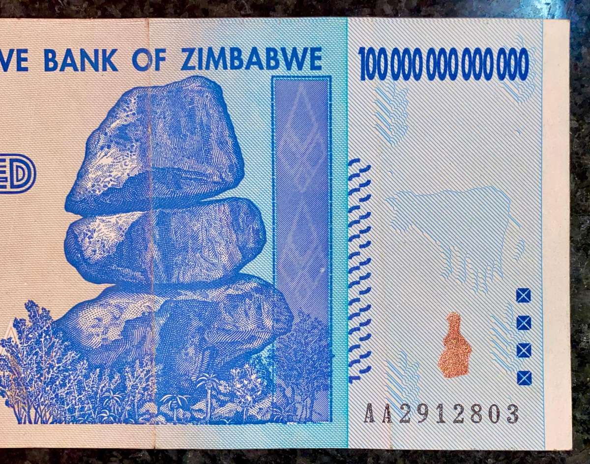 Zimbabwe 100 Trillion dollars 2008 AA Harare - 100% Authentic Banknote
