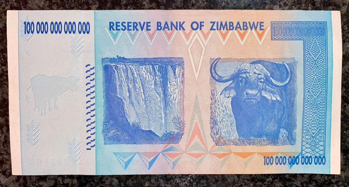 Zimbabwe 100 Trillion dollars 2008 AA Harare - 100% Authentic Banknote