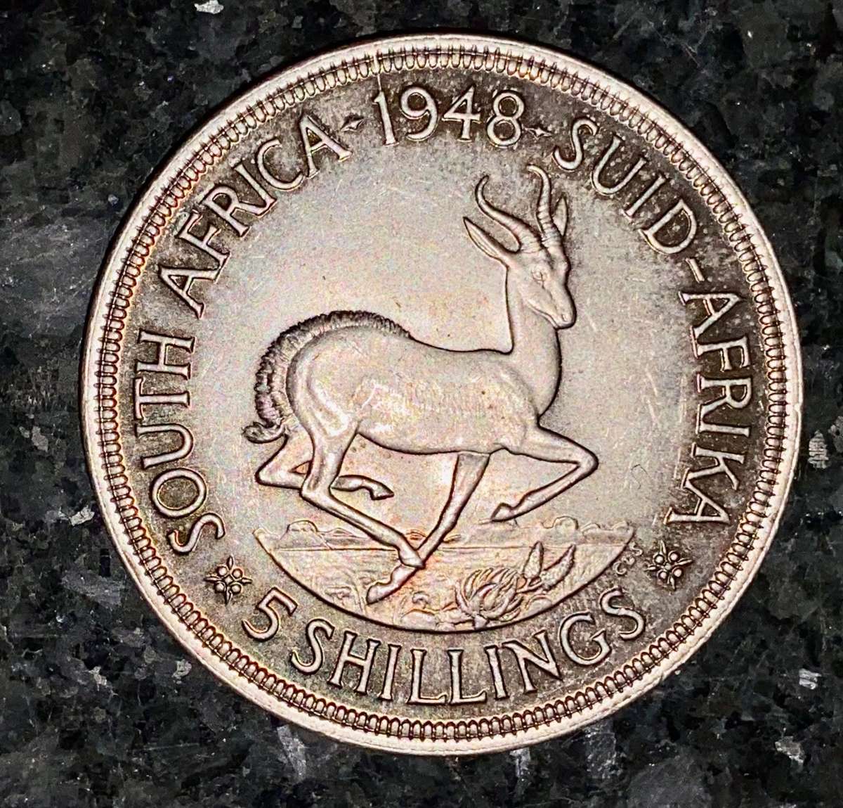 SA Union silver 5 shilling 1948 good condition