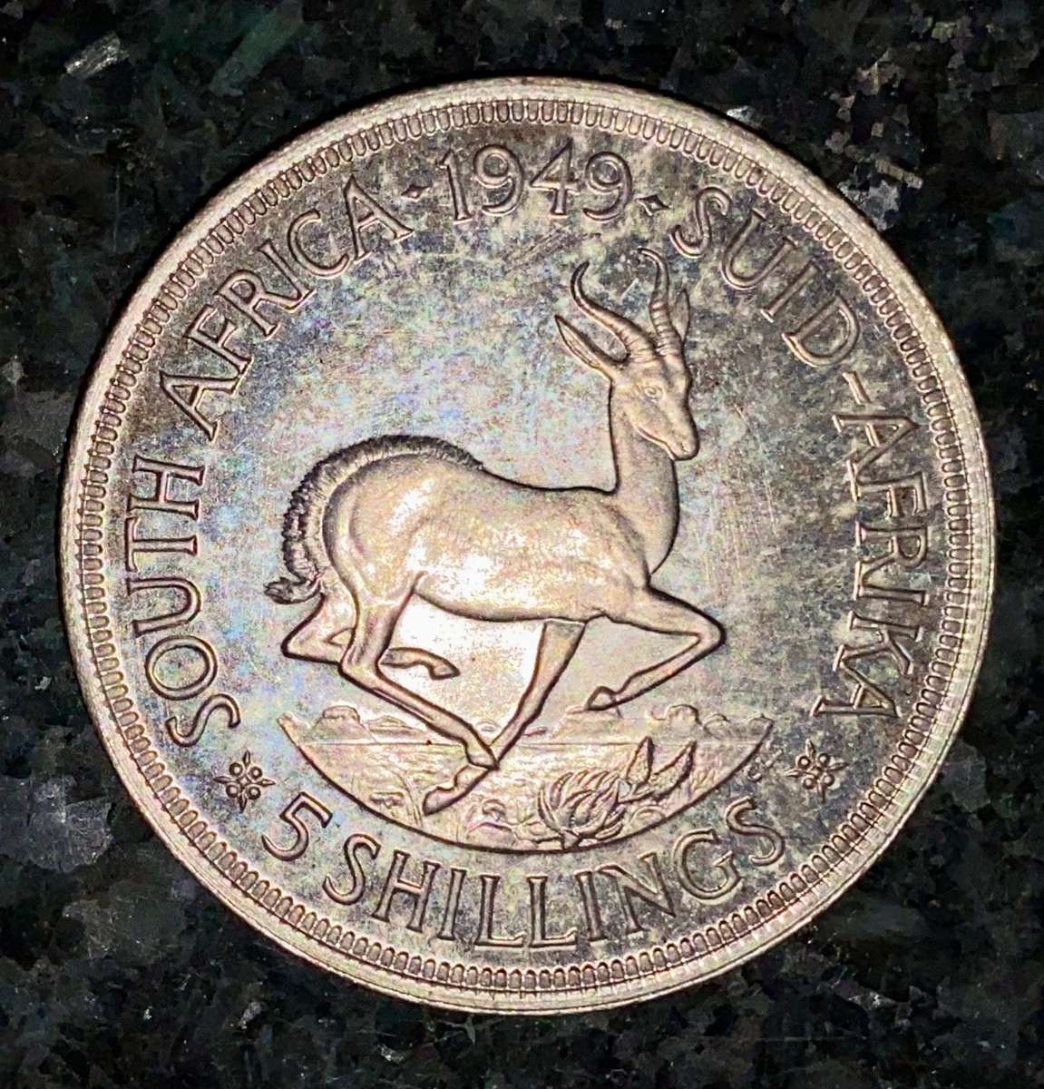 SA Union silver 5 shilling 1949 good condition