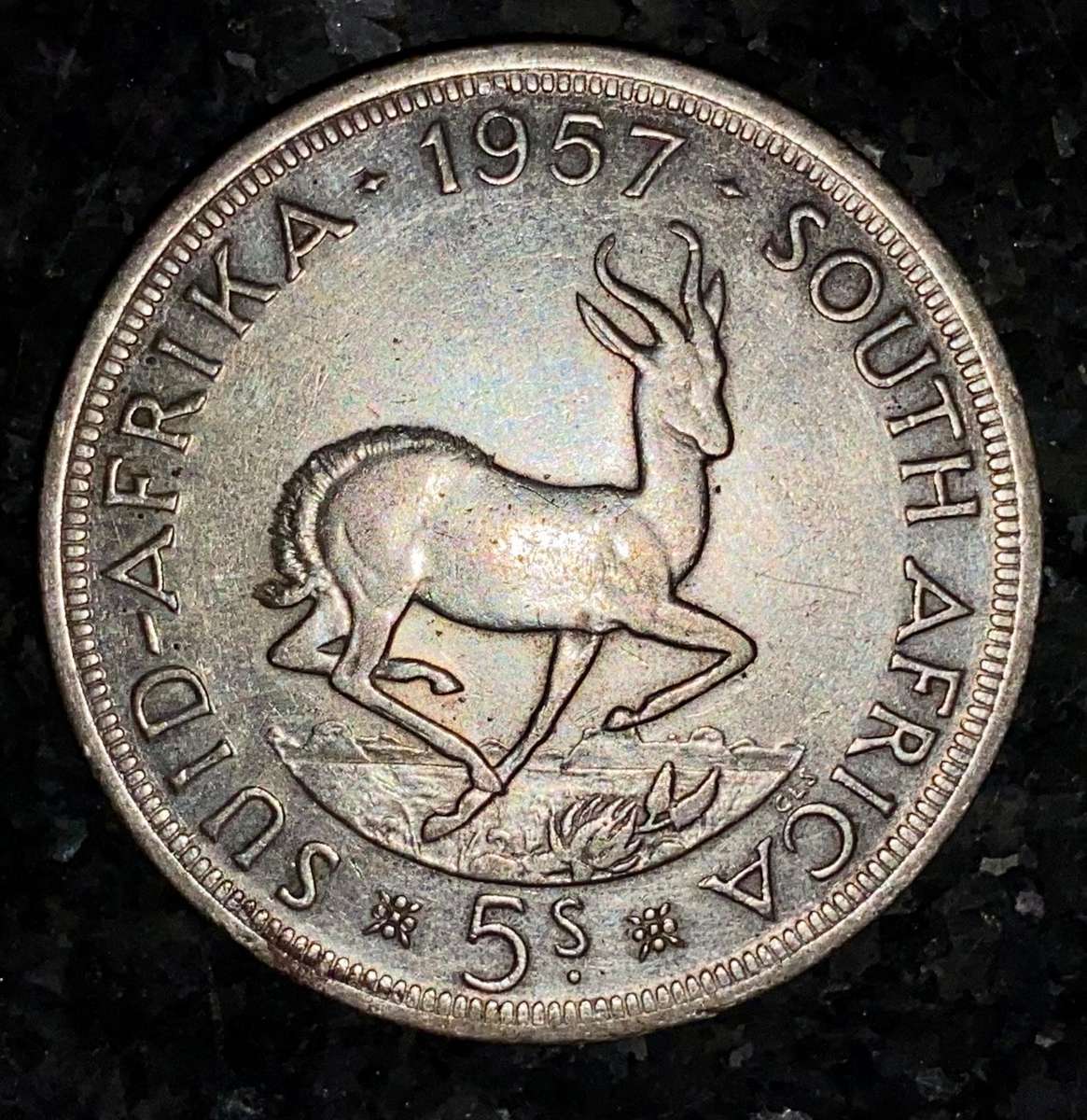 SA Union silver 5 shilling 1953