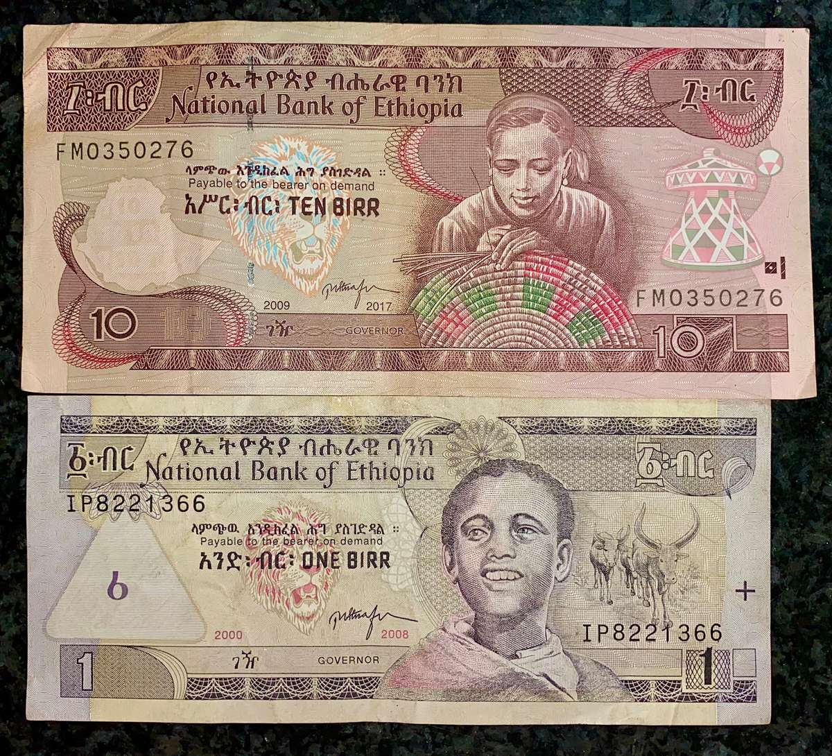 ETHIOPIA SET 10 BIRR 2017 & 1 BIRR 2008(1 BID TAKES ALL)