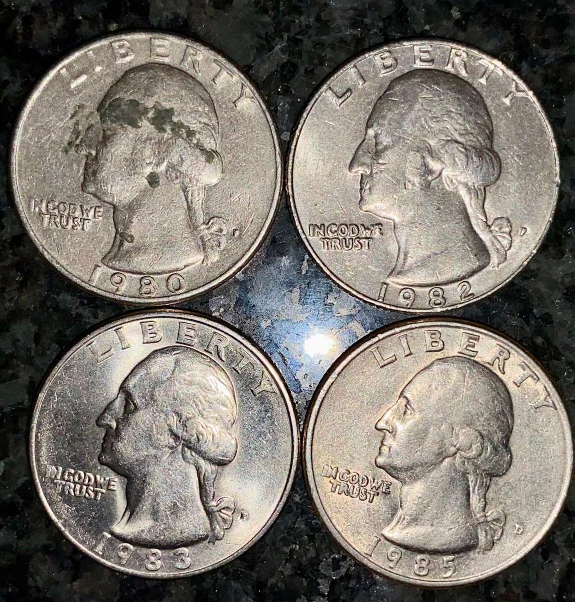 USA set 1/4 dollars 1980 -1982 -1983 -1985 (1 bid takes all)
