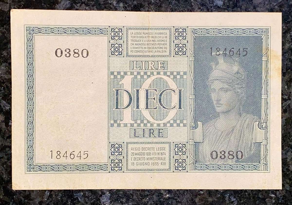 Italy 10 lire 1938
