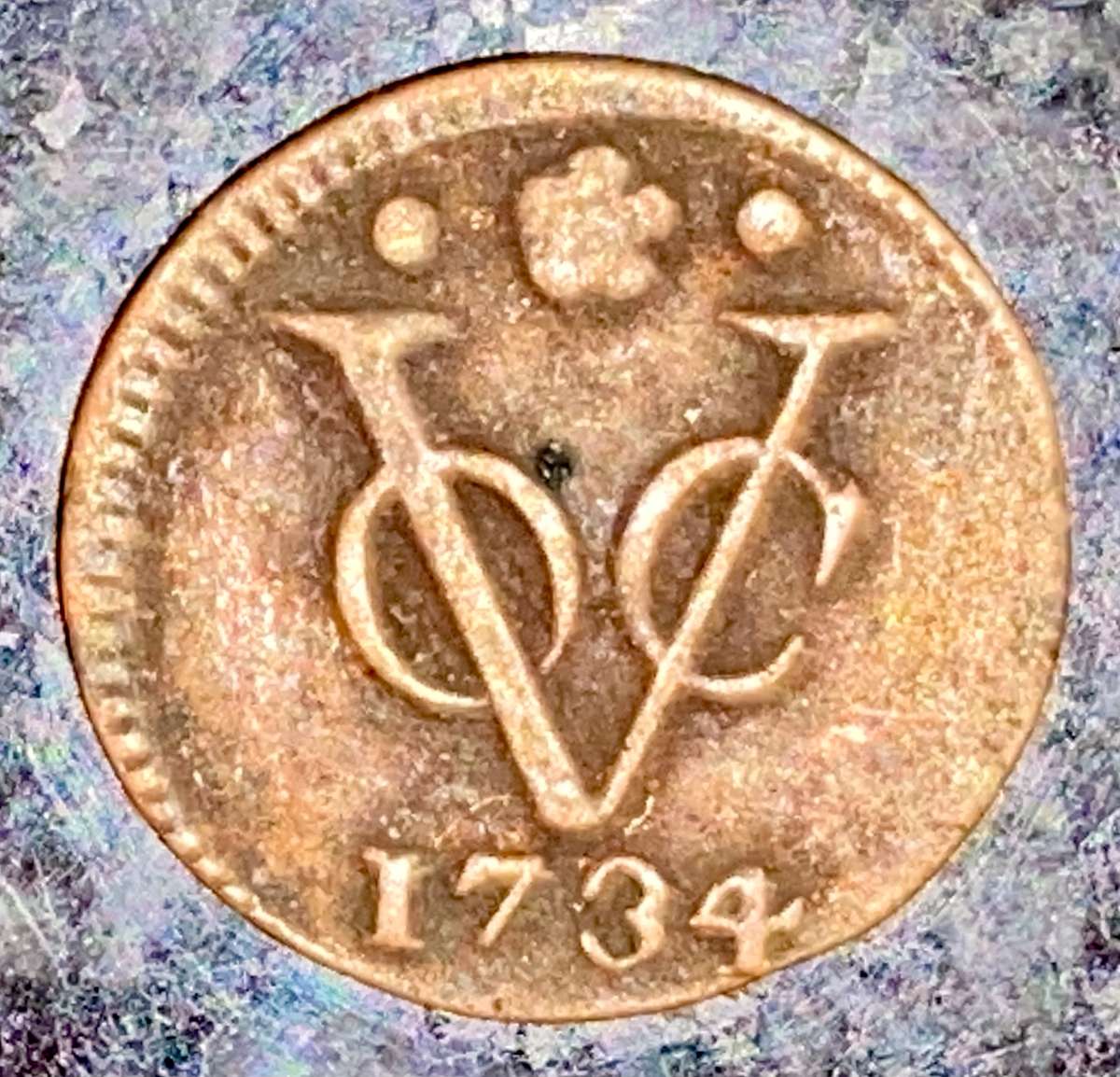 NETHERLANDS VOC DOIT 1734 HOLLAND