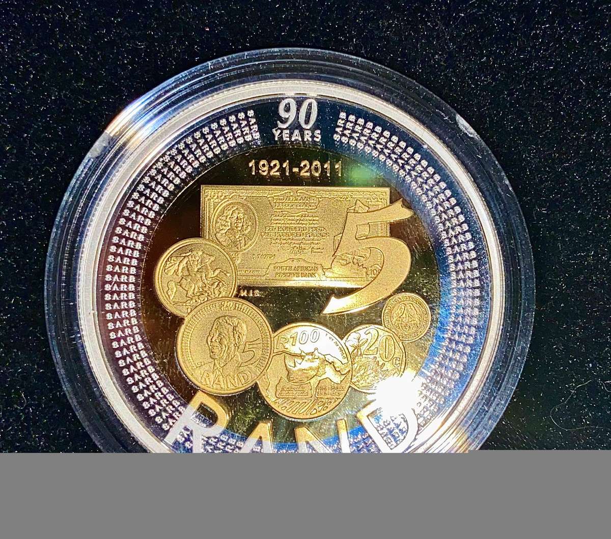 South Africa Proof Silver BI-Colour R5 -- 2011 with certificate in original SA Mint Box
