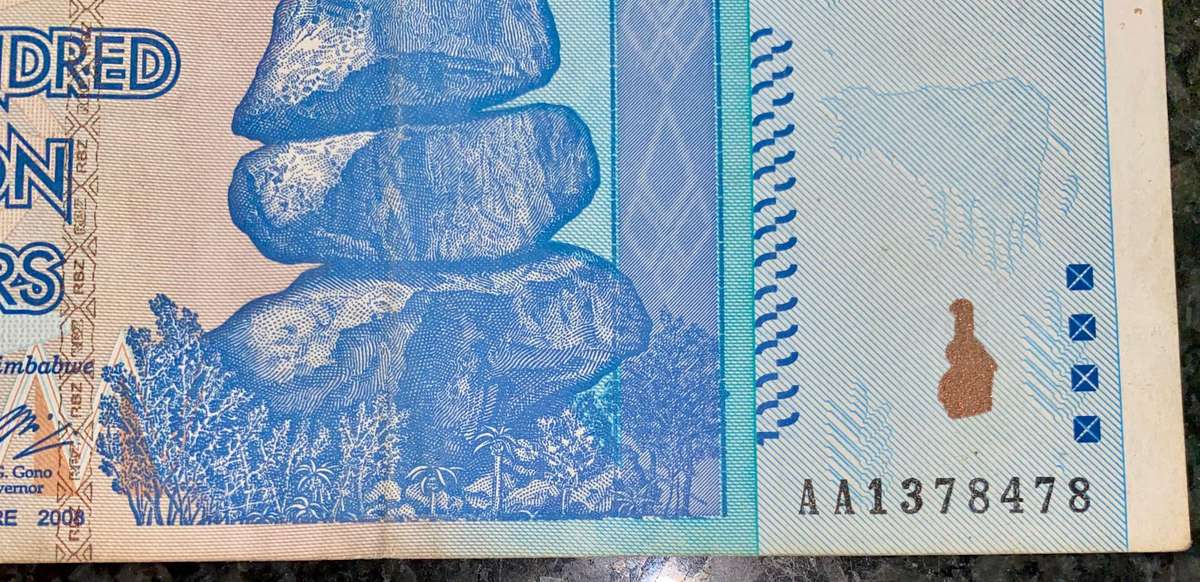 Zimbabwe 100 Trillion dollars 2008 AA Harare - 100% Authentic Banknote