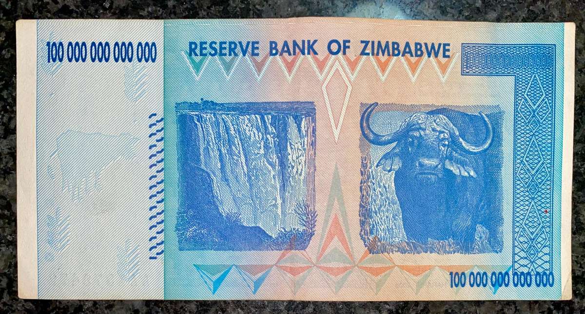 Zimbabwe 100 Trillion dollars 2008 AA Harare - 100% Authentic Banknote
