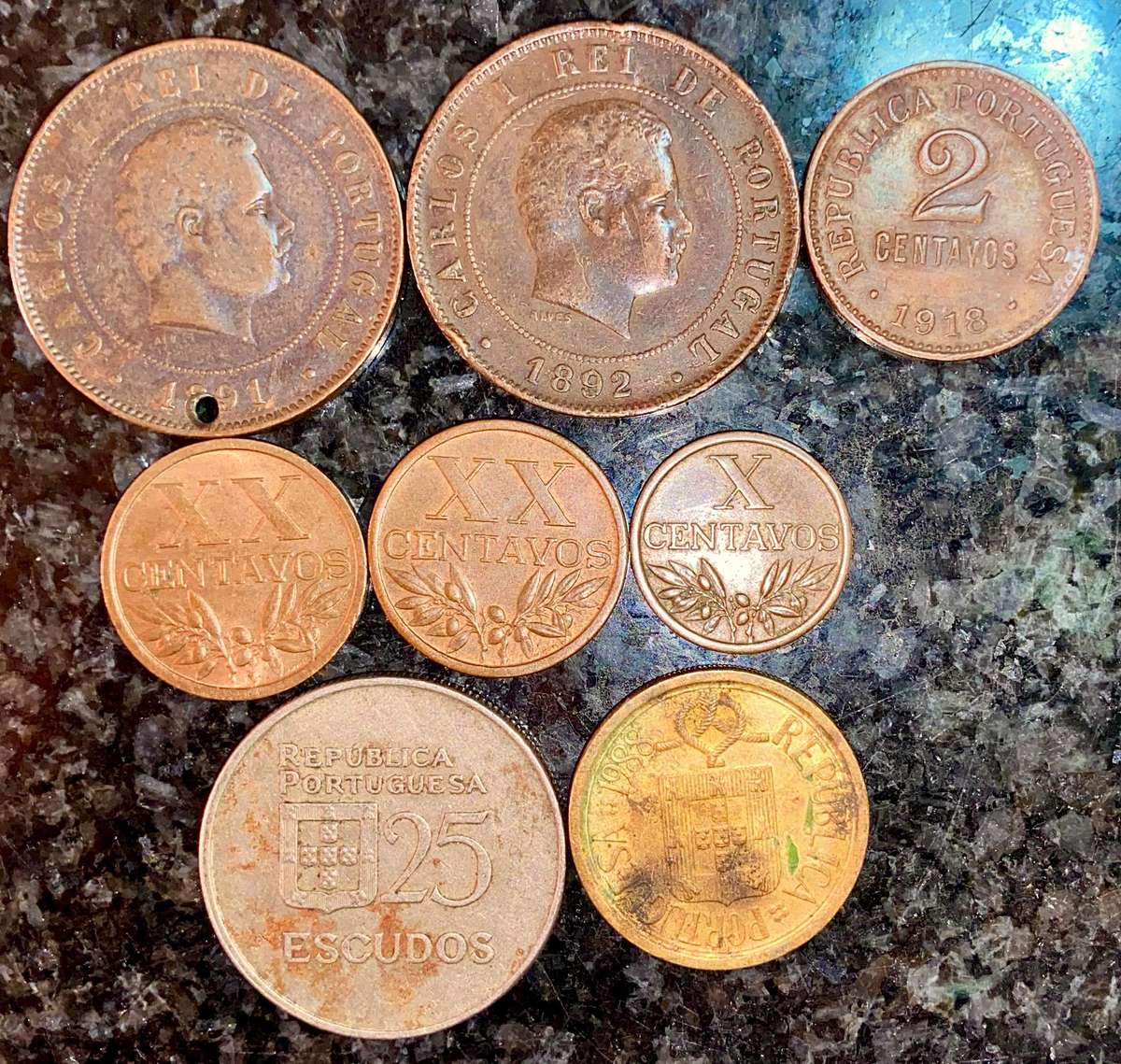 Portugal coin lot - from 20 reis 1891/1892 - 2 centavos 1918 (1 bid takes all)