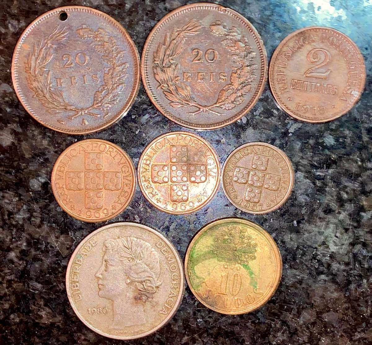 Portugal coin lot - from 20 reis 1891/1892 - 2 centavos 1918 (1 bid takes all)