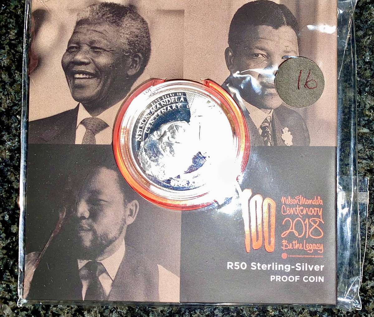 Nelson Mandela Proof Sterling Silver R50 -- 2018 Mandela Centenary -- Still Sealed as from SA Mint